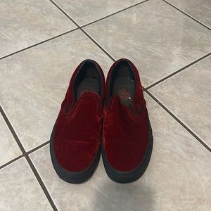 Crushed red velvet vans Sz M 8 W 9.5